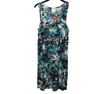 Profile by Gottex Sleeveless Floral Mesh High-Low Swim Cover-up Dress Sz Medium